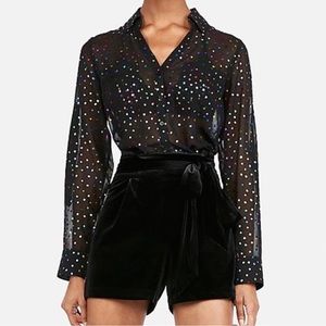 Express NWT Rainbow Foil Dot Portofino Blouse XSmall